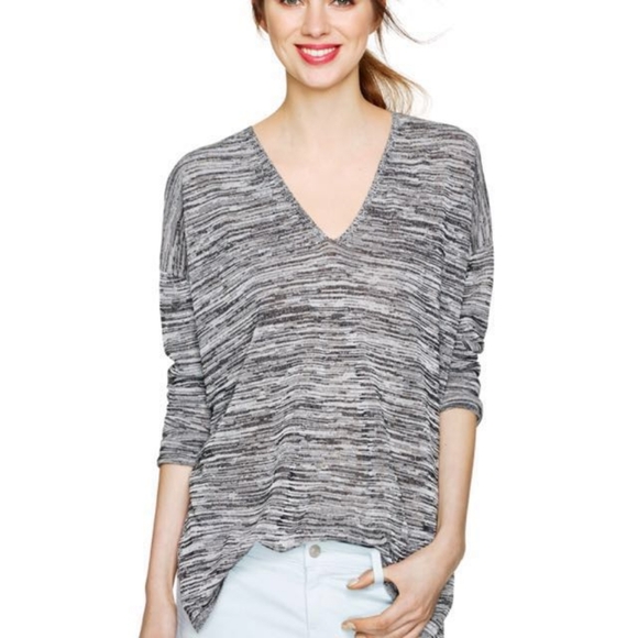 Size S Babaton w/ Linen 'Erin' Longsleeved Oversized  Marled Grey Top - Picture 3 of 9